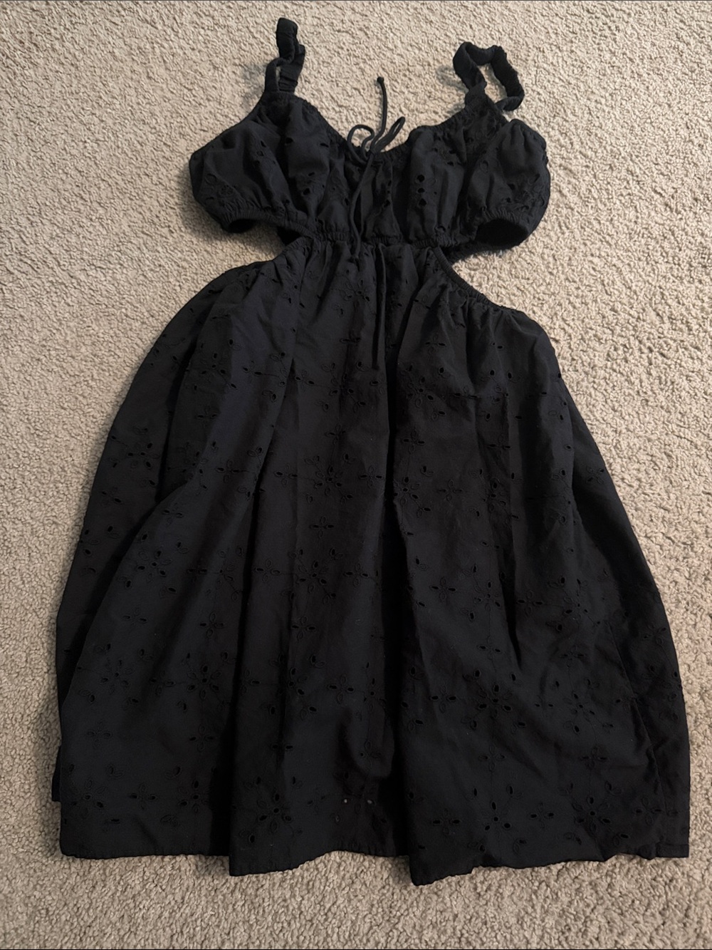 American Eagle Outfitters Black Eyelet Cutout Sundress